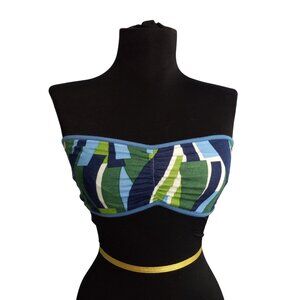 Free People M Medium Bra Top Blue Geo C Strapless Bandeau Womens Clothing NEW